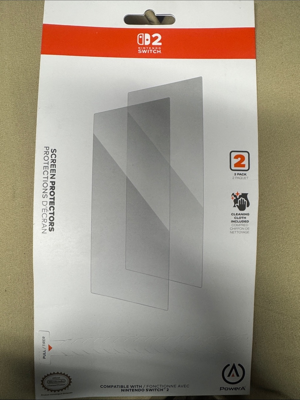 PowerA Nintendo Switch Screen Protectors (2-Pack) - White/Red Accents